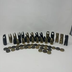 Rare Vintage Elvio Becheroni Bronze Chess Set Incomplete Missing Pieces READ